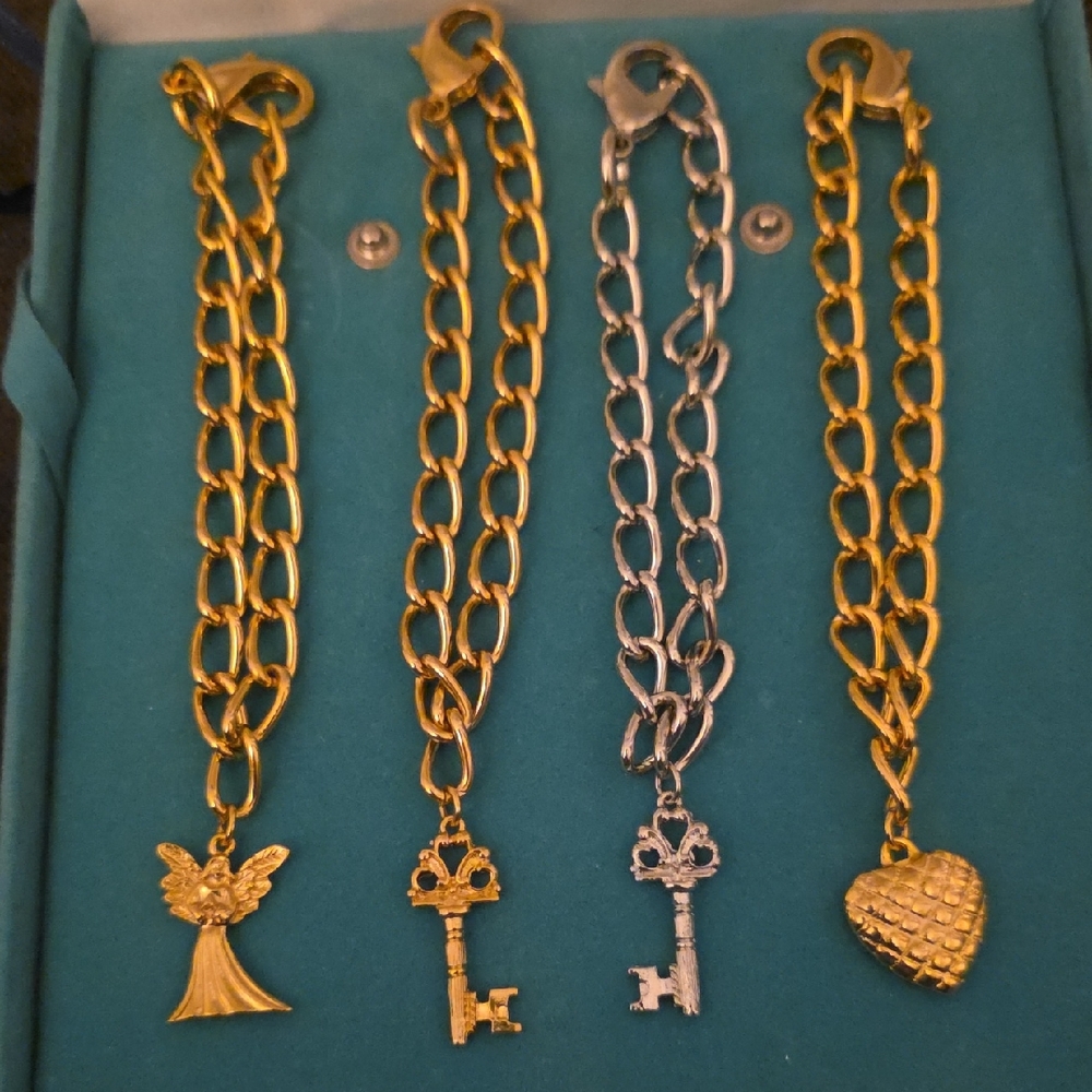 Gold and Silver Charm Bracelet Set. Never Worn